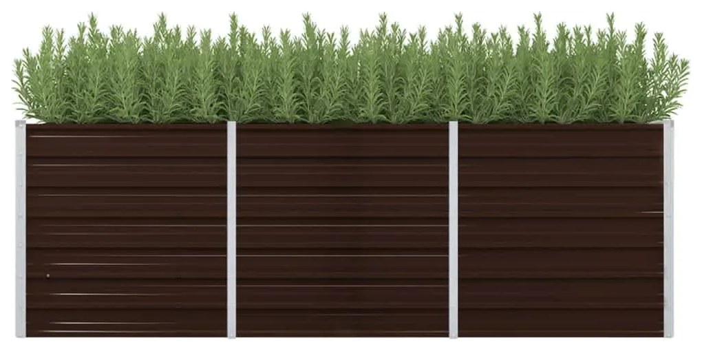 vidaXL Canteiro elevado de jardim aço galvanizado 240x80x77cm castanho