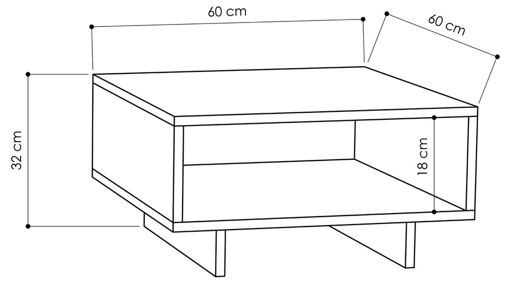 Mesa de Centro Hola – Carvalho e Antracite – 60x32x60 cm