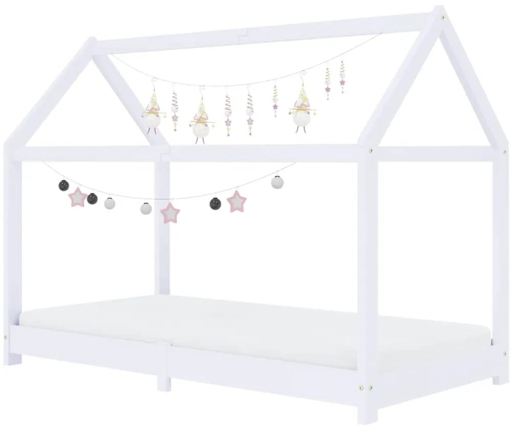 Estrutura de cama para crianças 80x160 cm pinho maciço branco