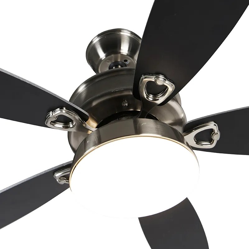 Ventilador de teto em aço com comando remoto incl. LED - Malaki Moderno