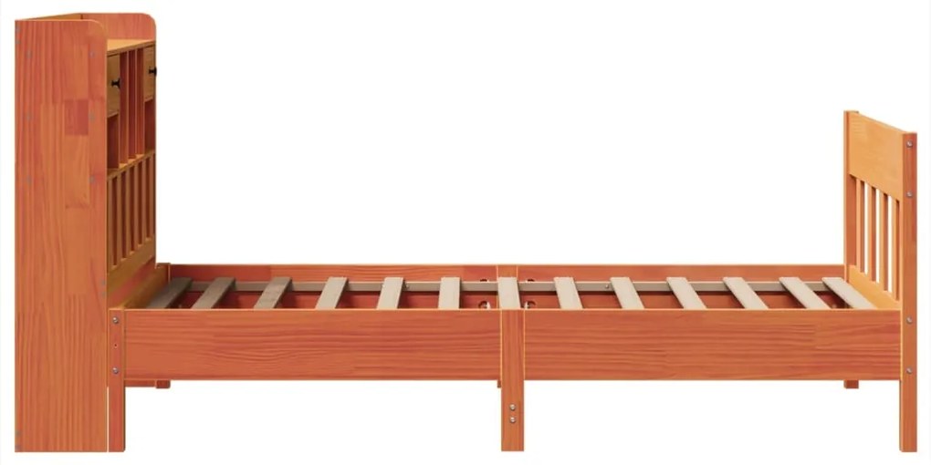 Cama sem colchão 75x190 cm madeira de pinho maciça castanho-mel