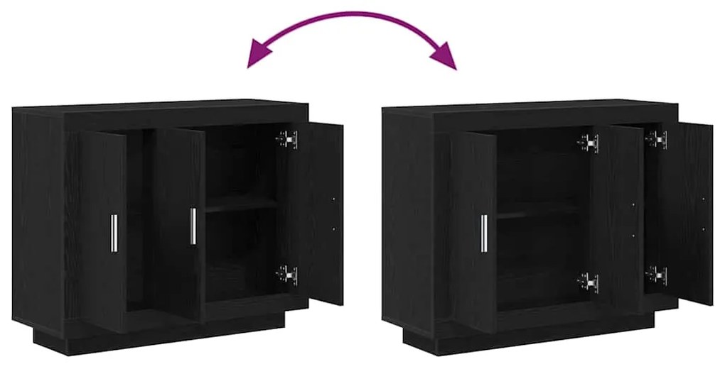 Sideboard vidaXL Preto Carvalho 92x35x75 cm Madeira de engenharia