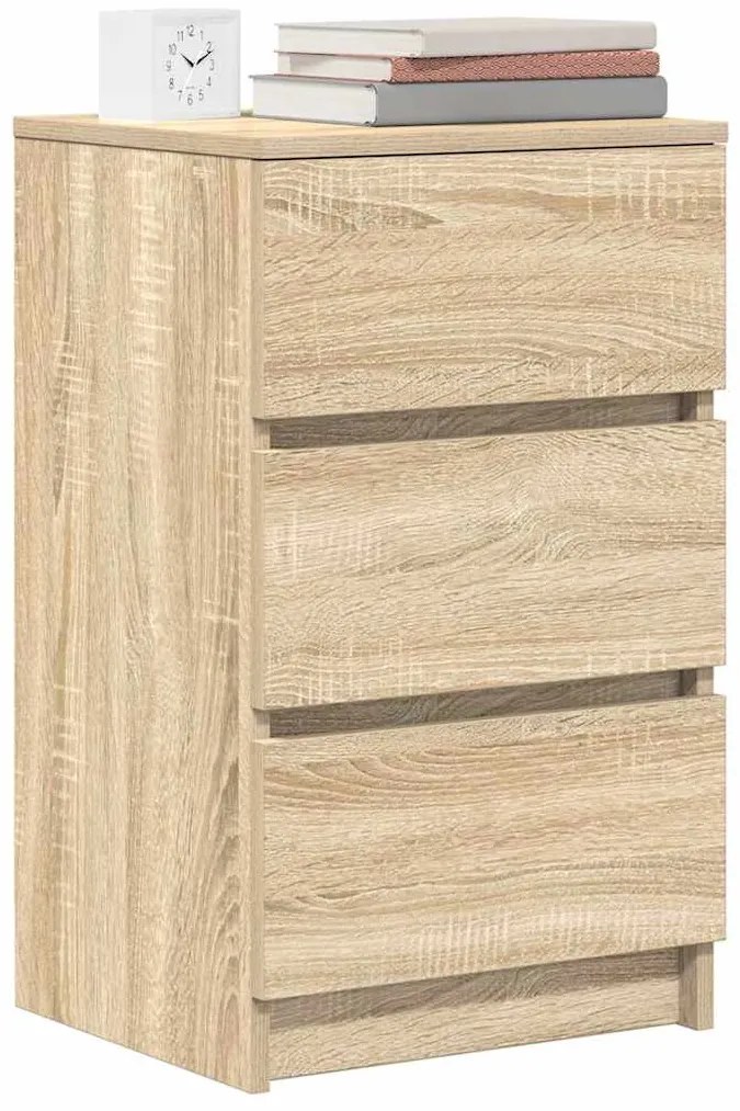 Mesas de cabeceira 3 gavetas 2 pcs 39x35x65cm carvalho sonoma