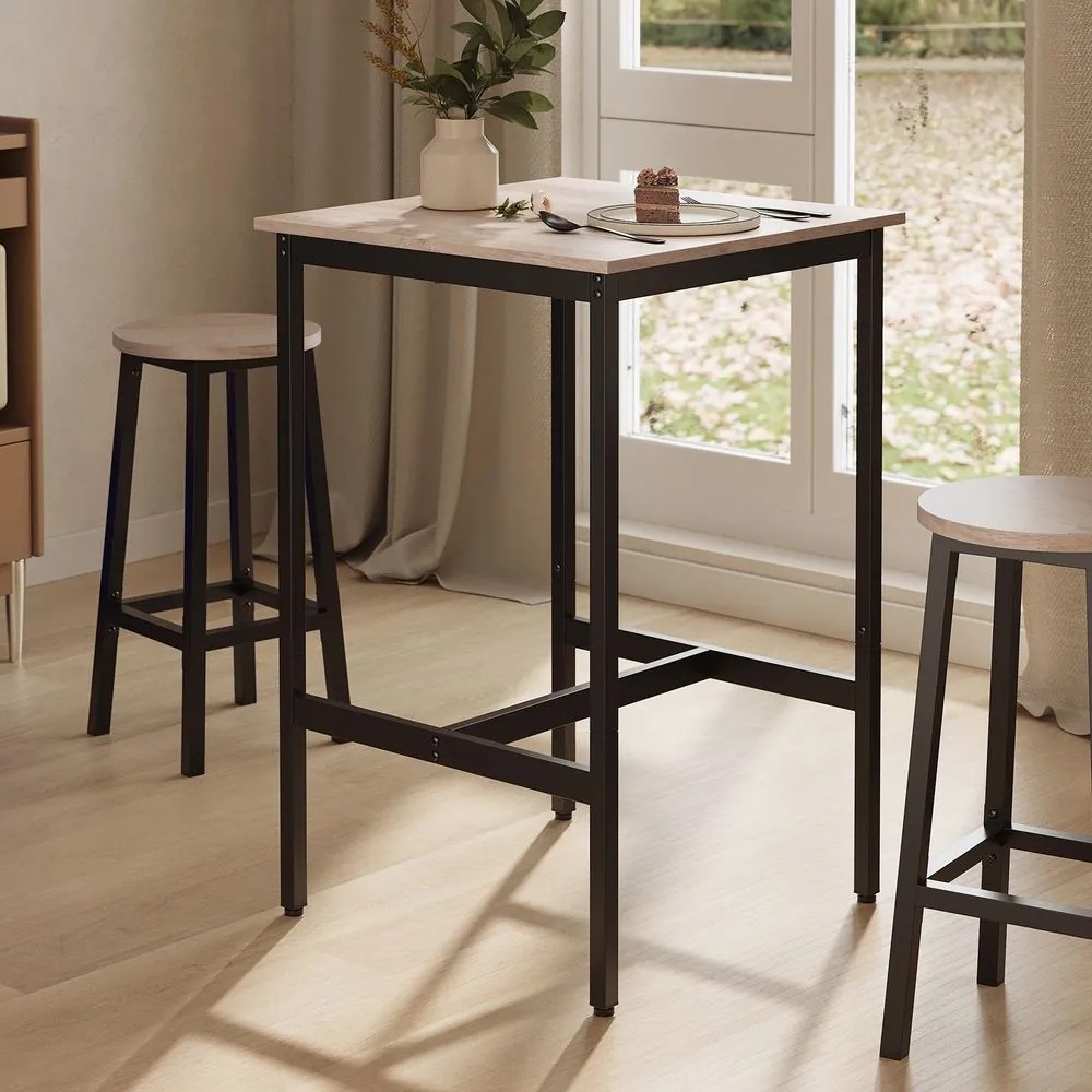 Mesa de bar, mesa de cozinha, mesa alta (BANCOS NÃO INCLUIDOS) 60 x 60 x 92 cm Greige + Preto