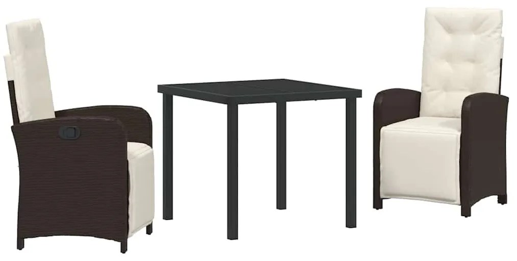 Conjunto de Jantar de Jardim com 3 peças da e almofadas em rattan sint