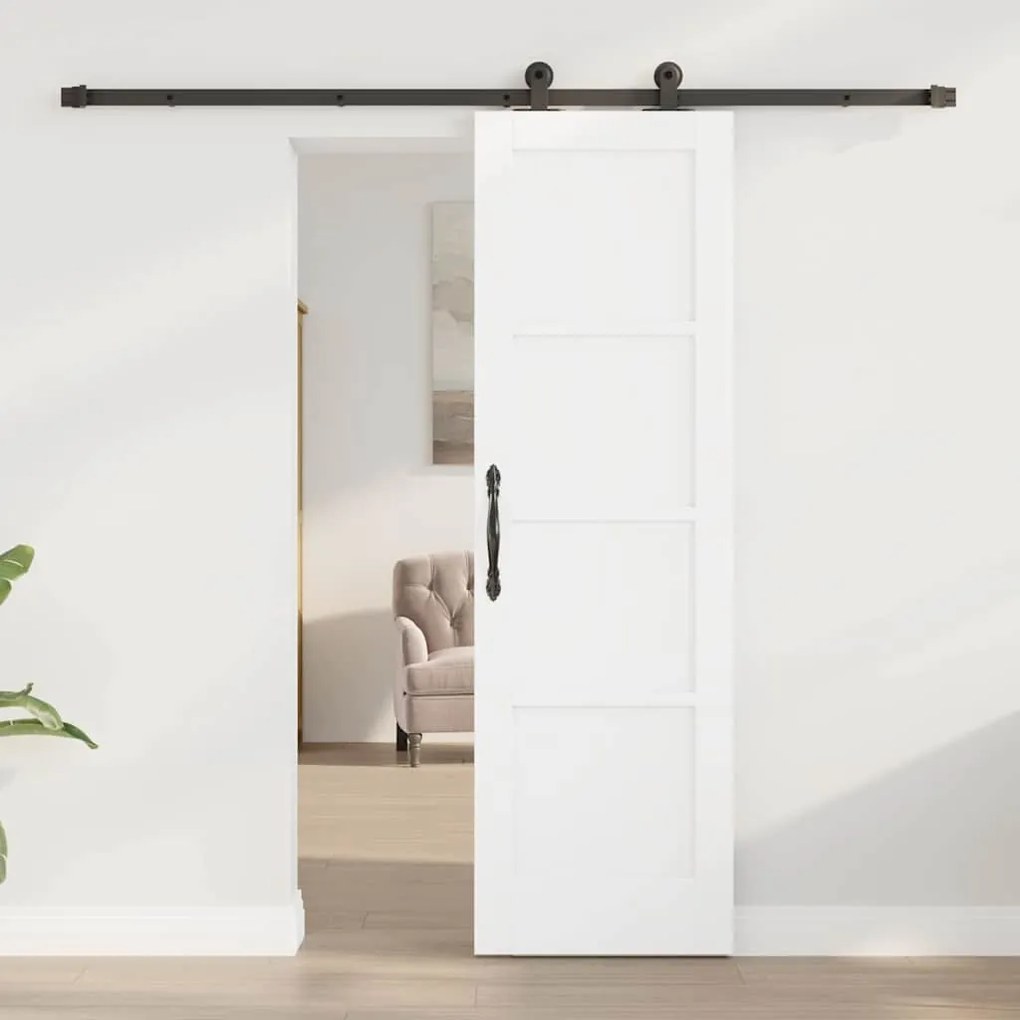 Porta Deslizante com Conjunto de Hardware 'ORKDAL'Branco Madeira Sólid