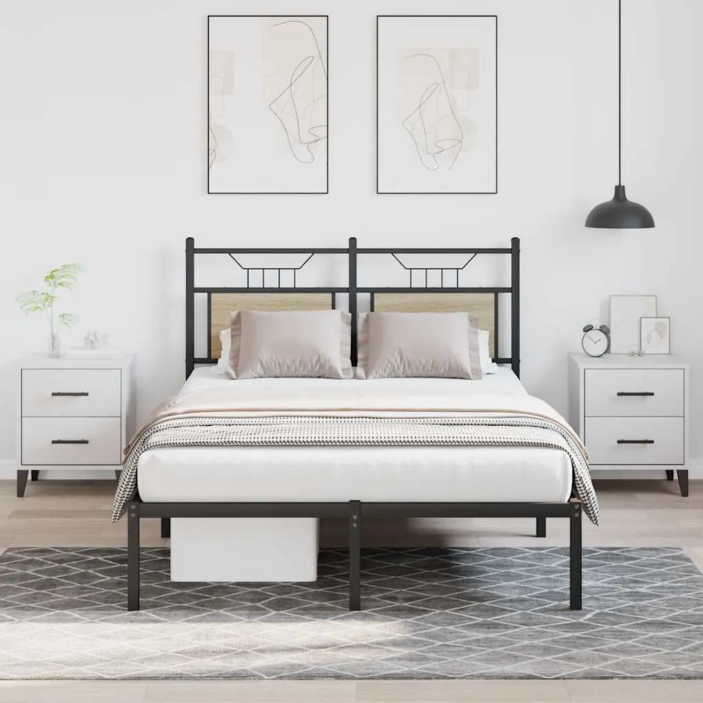 vidaXL Estrutura cama s/ colchão derivados de madeira carvalho sonoma