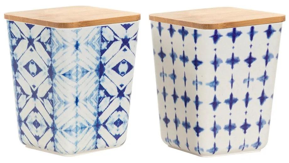 Bote DKD Home Decor Azul Bambu (2 pcs) (11 x 11 x 18.5 cm)
