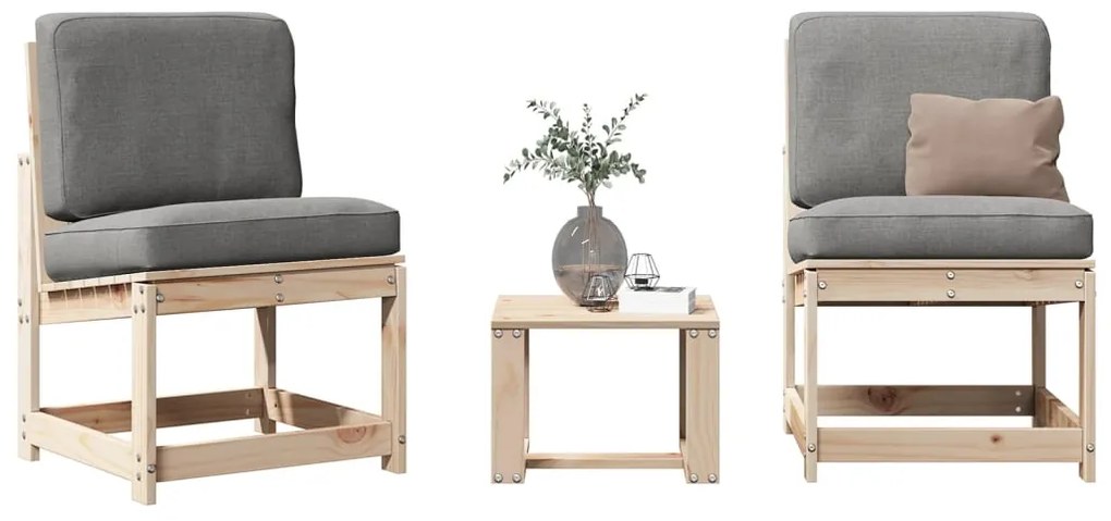 Conjunto de Jardim - 2 Poltronas e 1 Mesa - Madeira de Pinho Maciça