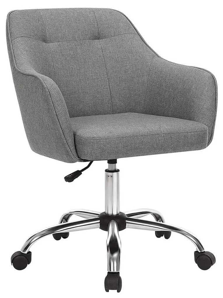 Cadeira de escritório SONGMICS, cadeira de mesa confortável, cadeira de computador com altura ajustável, suporta até 120 kg, estrutura de aço, linho sintético, respirável, escritório doméstico, escritório, cinza OBG019G01