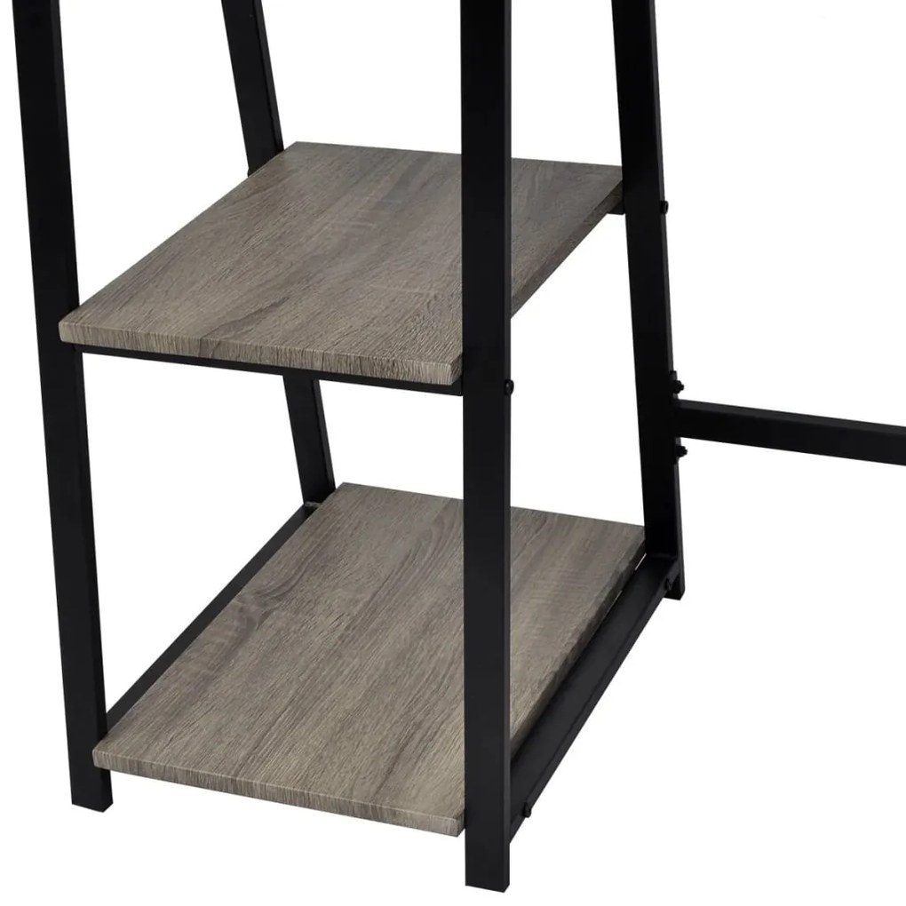 Mesa com 2 prateleiras cinzento e carvalho