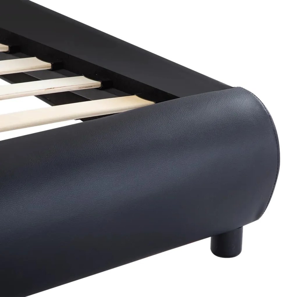 Estrutura de cama c/ LED 180x200 cm couro artificial preto
