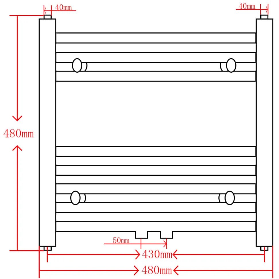 Aquecedor toalhas casa de banho curvo 480 x 480 mm cinzento