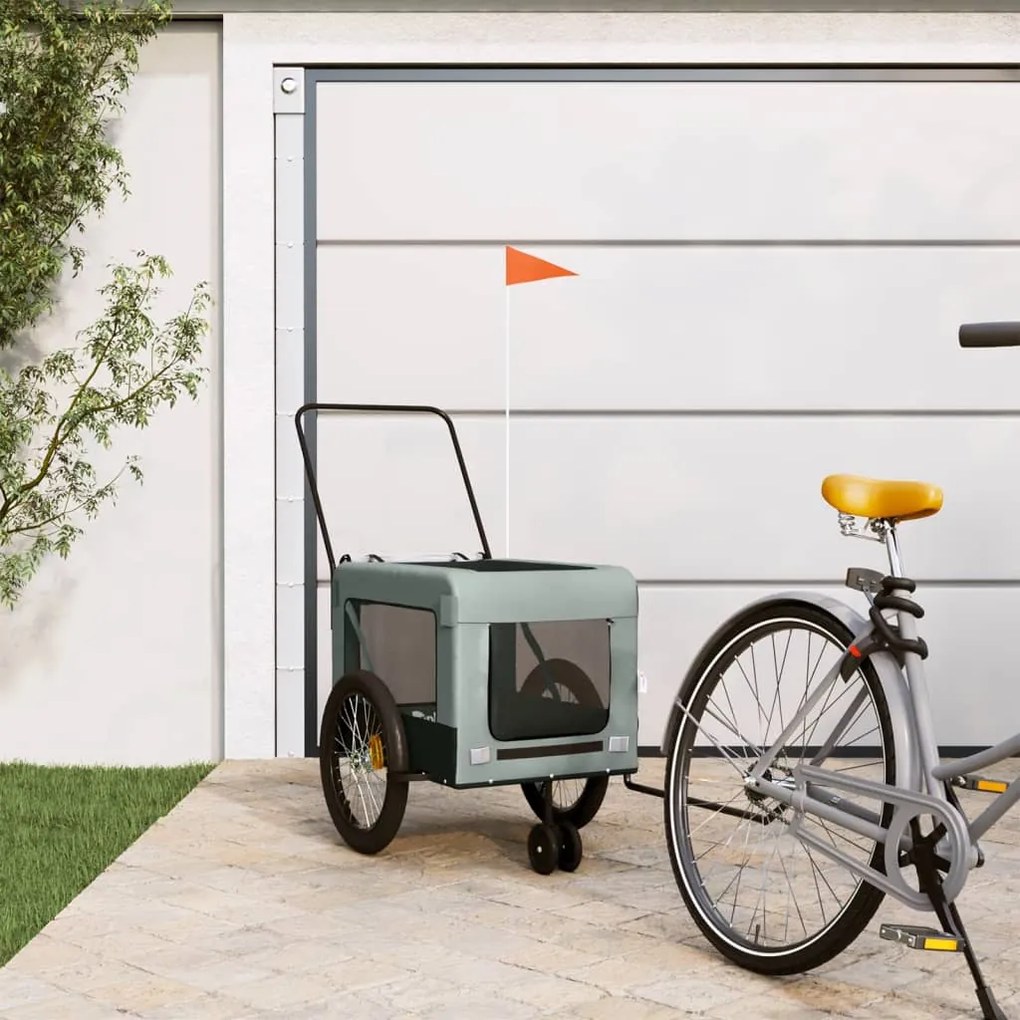 vidaXL Reboque de bicicleta p/ animais tecido oxford/ferro cinza/preto