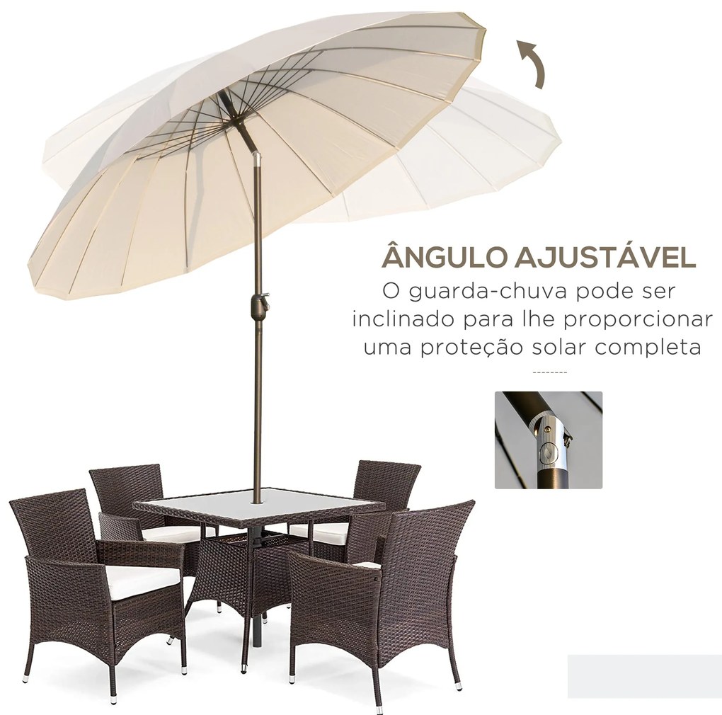 Chapéu de Sol de Jardim Ø2,5x2,4 m Chapéu de Sol de Terraço com Manive