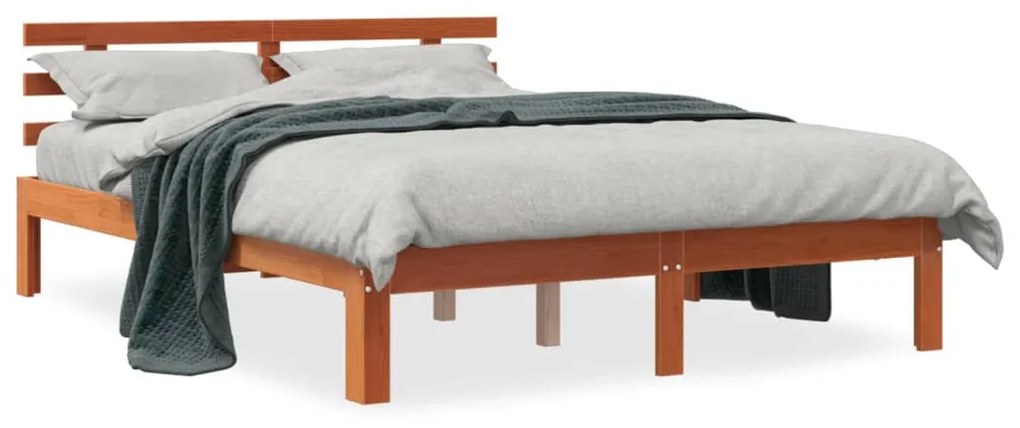 vidaXL Cama sem colchão 120x200 cm madeira pinho maciça castanho-mel