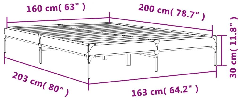 Estrutura de cama 160x200 cm derivados de madeira/metal preto