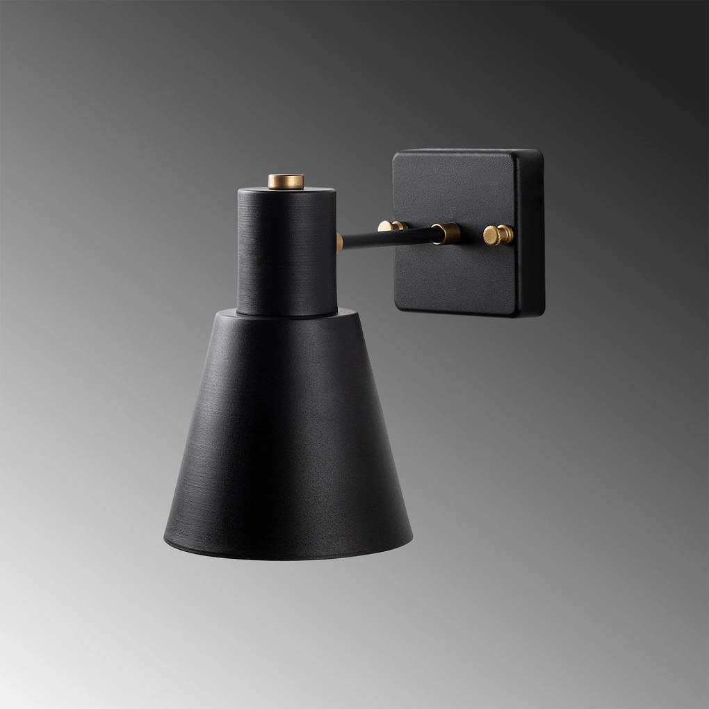 Candeeiro de Parede Funnel – Preto e Dourado – 14 x 24 x 21 cm