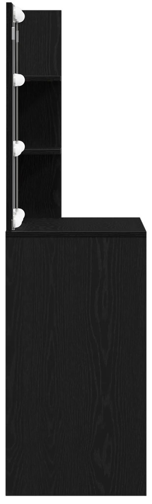 Mesa de Maquilhagem LED vidaXL em Carvalho Preto, 60x40x140 cm, Feita