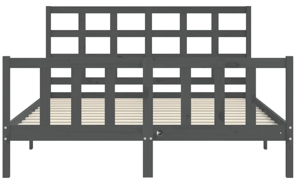 Estrutura de cama King Size com cabeceira madeira maciça cinza