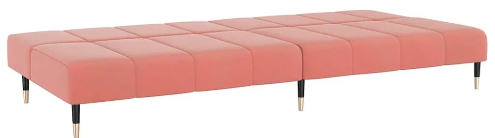 Sofá-cama de 2 lugares veludo rosa