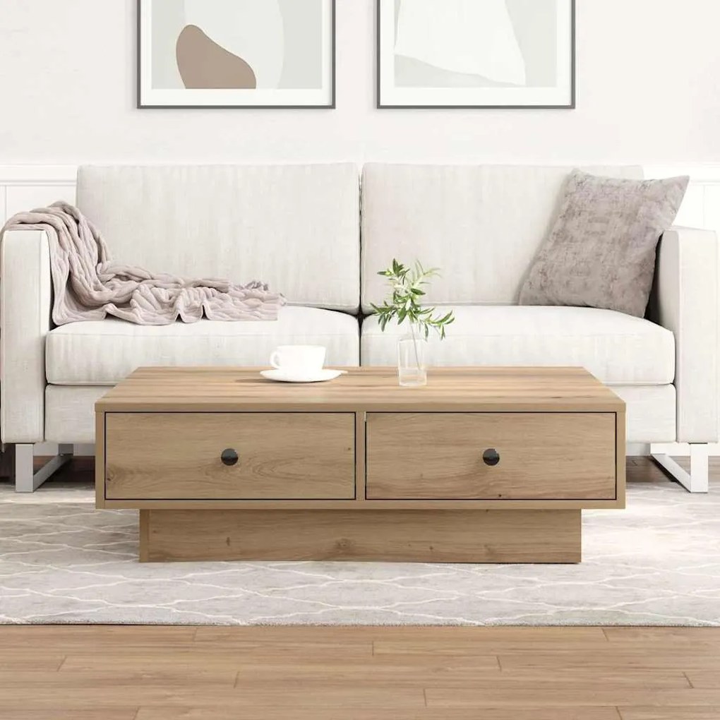 vidaXL Mesa de centro carvalho artisiano 90 x 90 x 28 cm