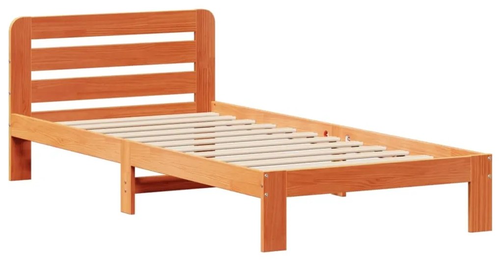 Cama sem colchão 90x190 cm madeira de pinho maciça castanho-mel