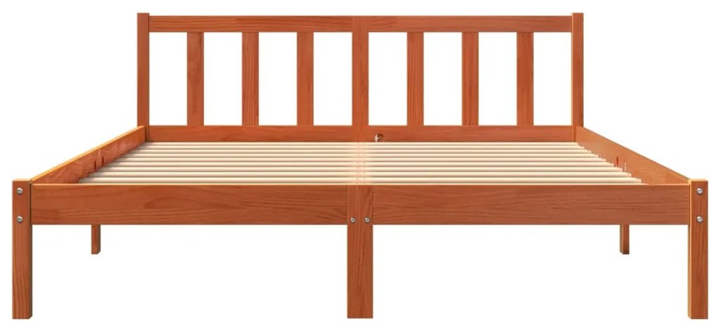 Cama sem colchão 160x200 cm madeira pinho maciço castanho-mel