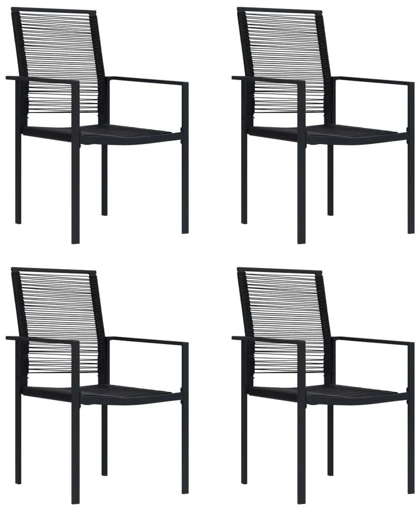 Cadeiras de jardim 4 pcs vime de PVC preto