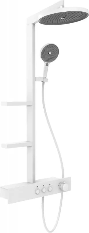 Mexen Plex conjunto de chuveiro de superfície com chuveiro e misturadora, branco - 78103-20