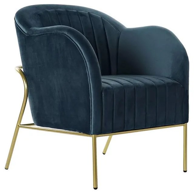 Poltrona DKD Home Decor Azul Poliéster Metal Dourado (70 x 75 x 85 cm)