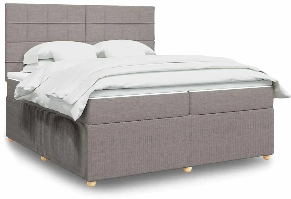 vidaXL Cama com molas/colchão 200x200 cm tecido castanho-acinzentado