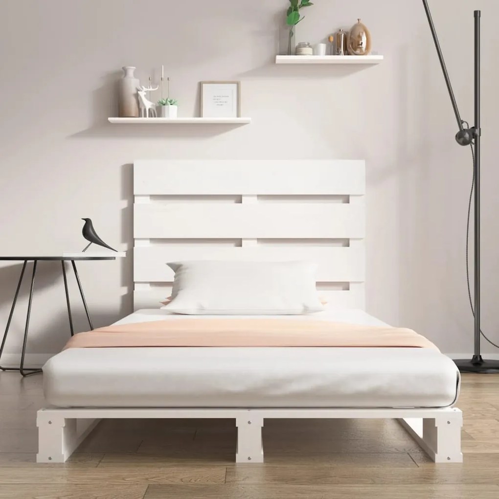 Cama sem colchão 100x200 cm madeira de pinho maciça branco