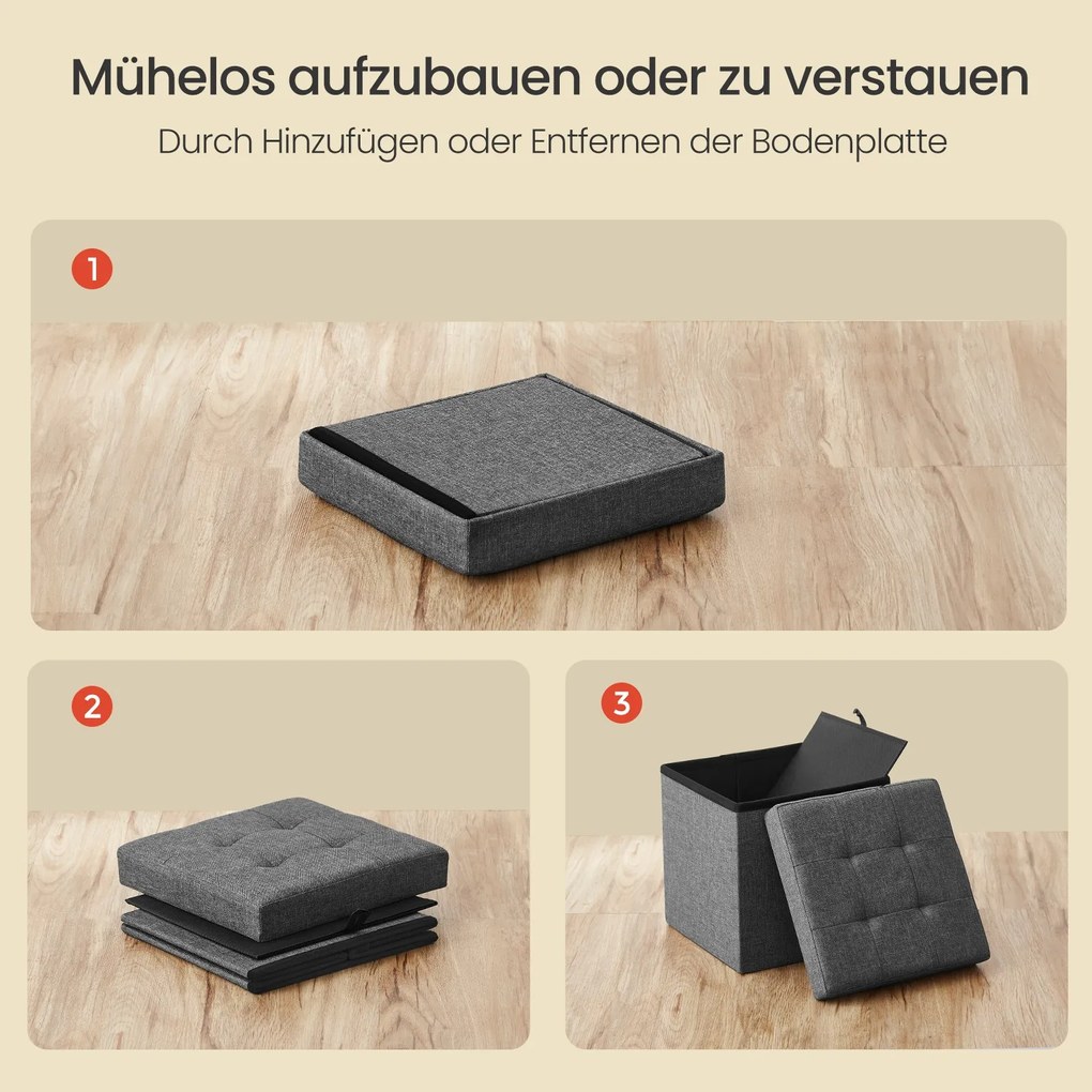 Banco com espaço de arrumação 30 x 30 x 30 cm cinzento escuro
