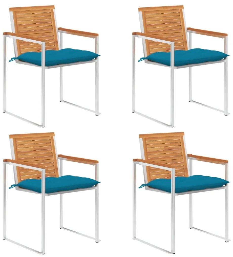 vidaXL Cadeiras de jardim c/ almofadões 4 pcs madeira de acácia maciça