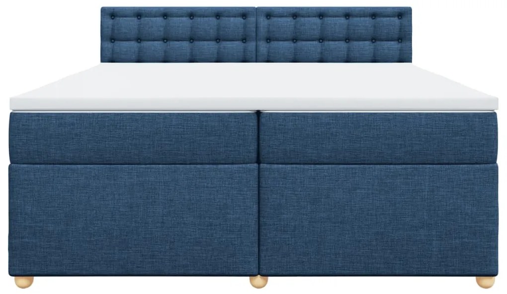 Cama com molas/colchão 200x200 cm tecido azul