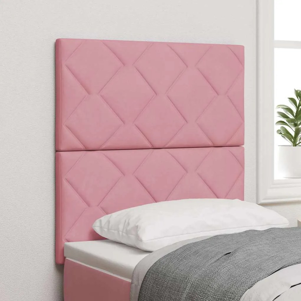 vidaXL Cabeceira LED Blocos de Diamante Rosa 80 cm em Veludo