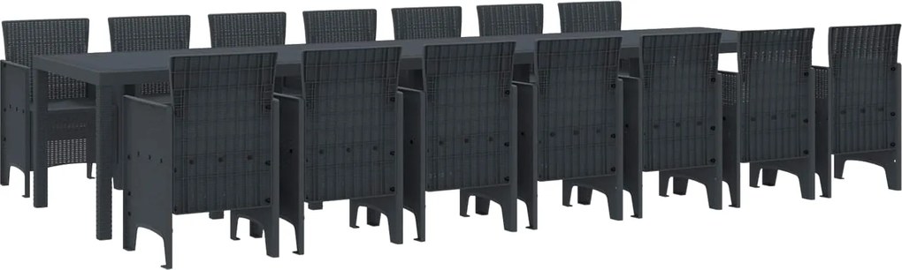 vidaXL Conjunto de Jantar para Jardim com Almofadas 15 pcs Antracite
