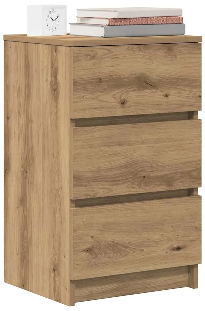 Mesas de cabeceira 3 gavetas 2pcs 39x35x65cm carvalho artisiano