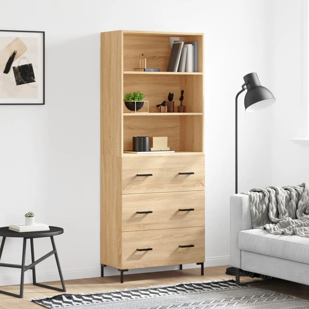 vidaXL Armário alto 69,5x34x180 cm derivados de madeira cor sonoma