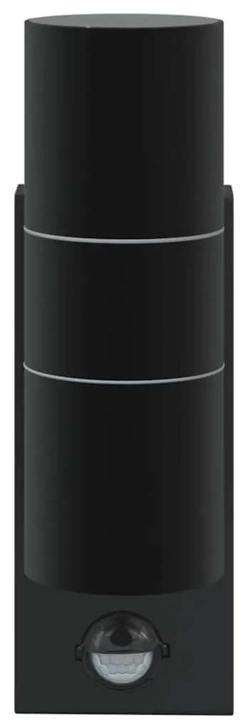 Lanterna de Parede Externa com Sensor Aço Inoxidável Preto IP44