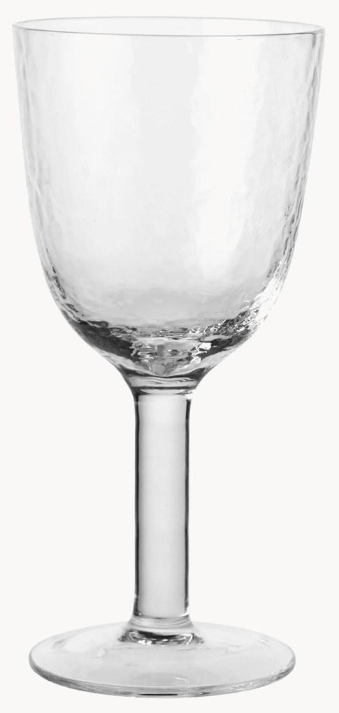 Copos de vinho branco artesanais de vidro artesanal martelado, 4 uni.
