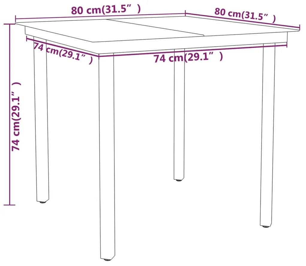 3 pcs conjunto de jantar para jardim preto