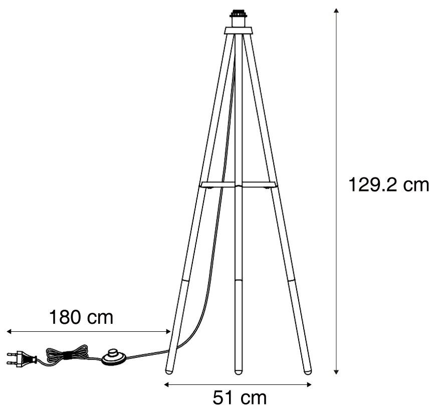 Candeeiro de pé tripé escandinavo madeira - Lou