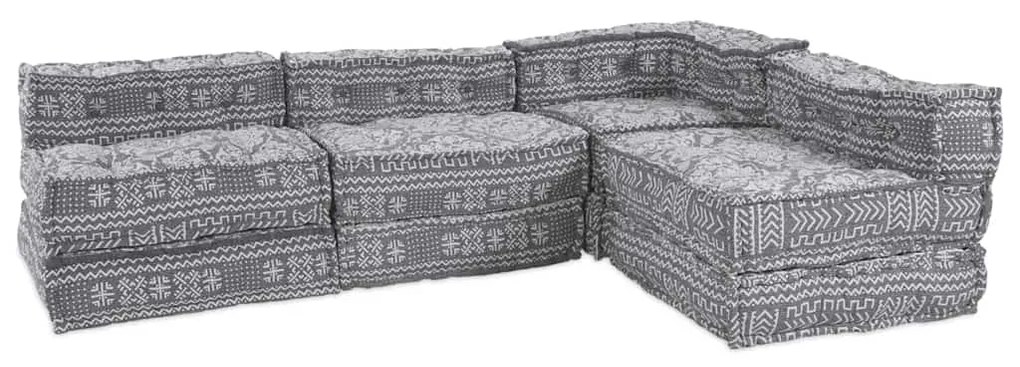 vidaXL Sofá Modular 4 pcs Cinzento-claro tecido