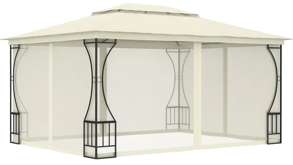 vidaXL Gazebo com redes 300x400x265 cm creme