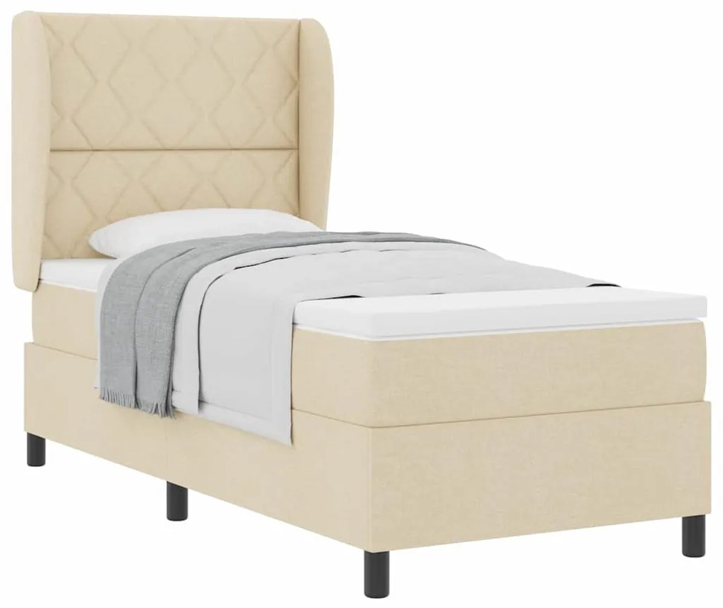 Cama Box Creme com Colchão 90x200 cm Tecido