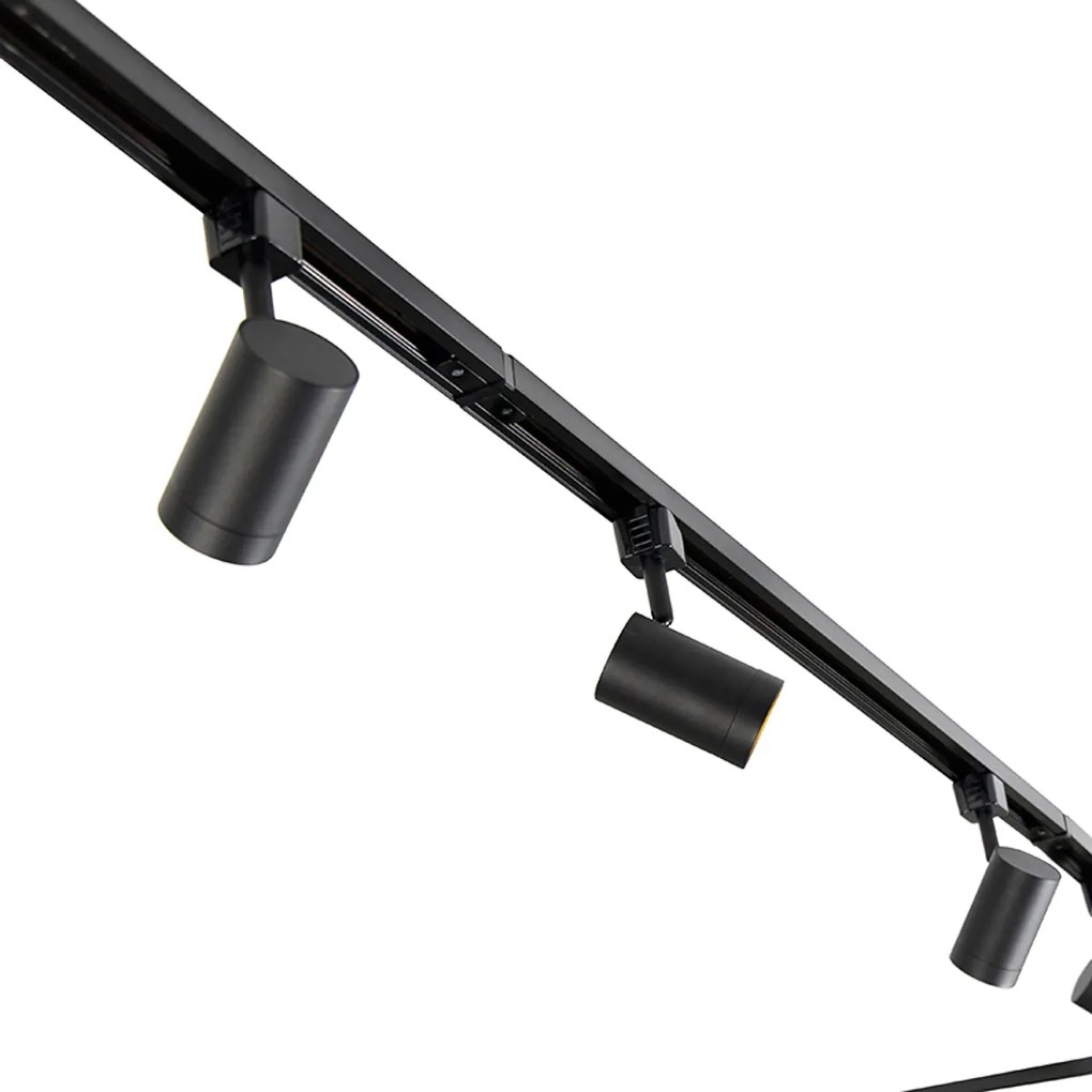 LED Sistema de calhas inteligente preto monofásico 10 luzes com Wi-Fi GU10 - Jeana Moderno