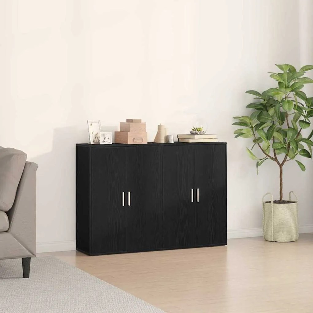 vidaXL Buffets 2 pcs Carvalho Preto 60x31x84 cm Madeira de Engenharia