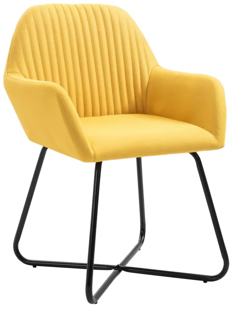 Cadeiras de jantar 2 pcs tecido amarelo